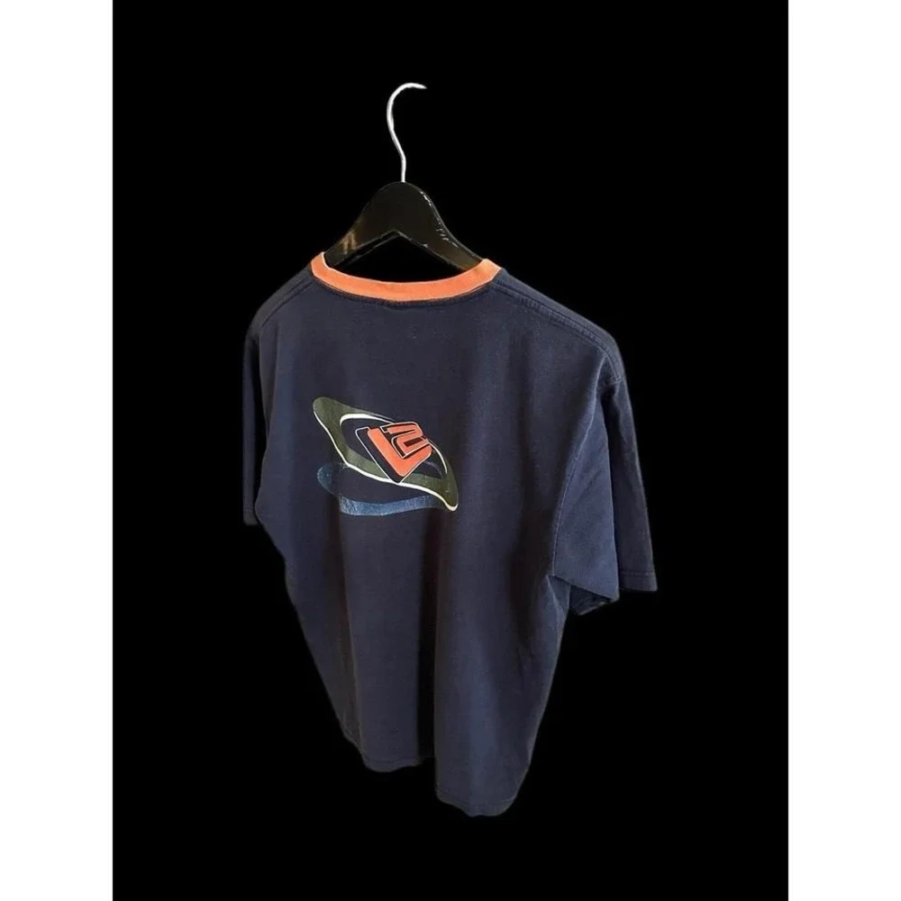 Vintage Y2K Levi Strauss L2 Ringer V Neck T Shirt Large 90's Navy Orange